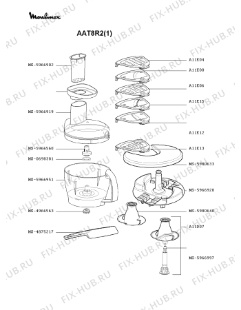 Взрыв-схема кухонного комбайна Moulinex AAT8R2(1) - Схема узла UP000316.2P3