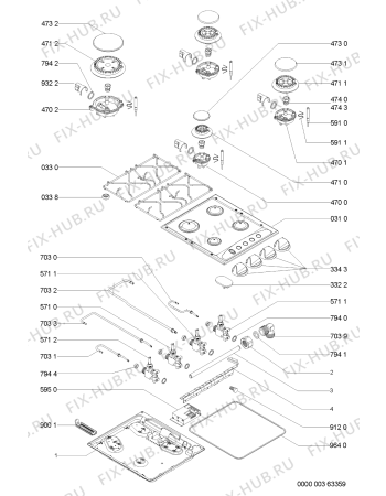 Схема №1 LPR 850 с изображением Переключатель для плиты (духовки) Whirlpool 481241279019