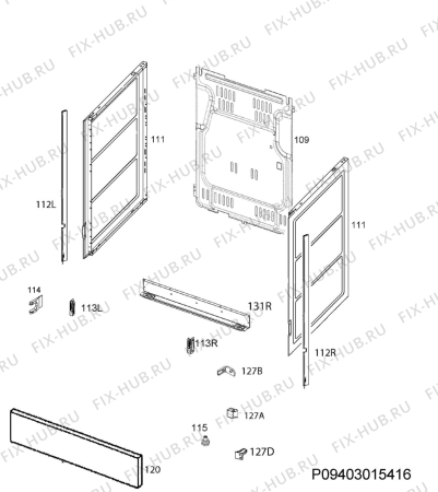 Взрыв-схема плиты (духовки) Faure FCV550G1SA - Схема узла Housing 001