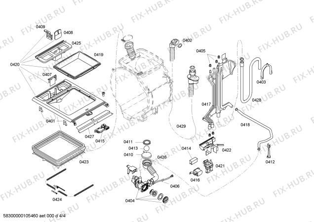 Взрыв-схема стиральной машины Bosch WOP1651II Topp WOP1651 - Схема узла 04