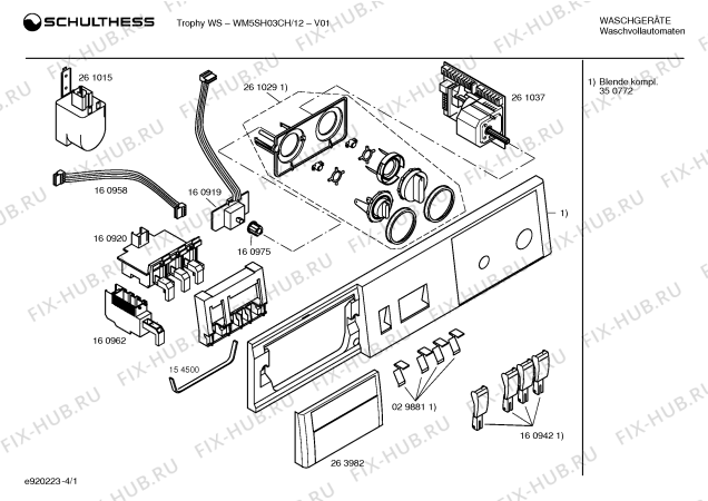 Схема №4 WM5SH03CH, Trophy WS с изображением Панель управления для стиральной машины Bosch 00350772