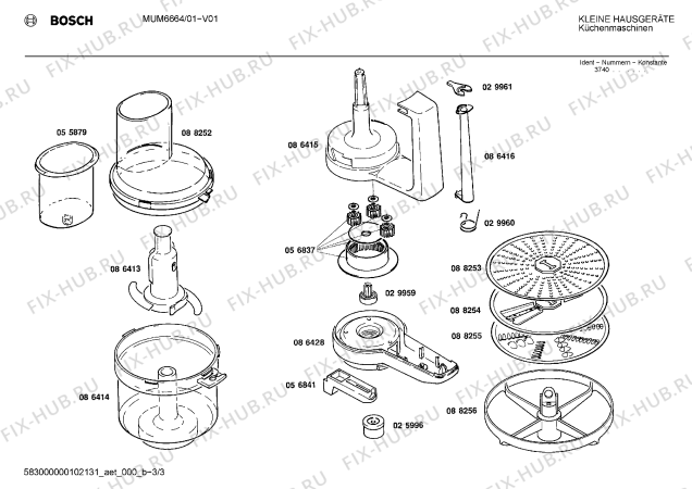 Взрыв-схема кухонного комбайна Bosch MUM6664 - Схема узла 03