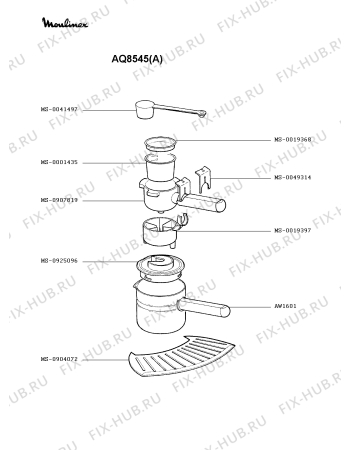 Взрыв-схема кофеварки (кофемашины) Moulinex AQ8545(A) - Схема узла GP001891.6P2