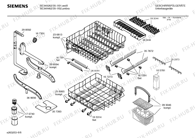 Взрыв-схема посудомоечной машины Siemens SE34A262 - Схема узла 06