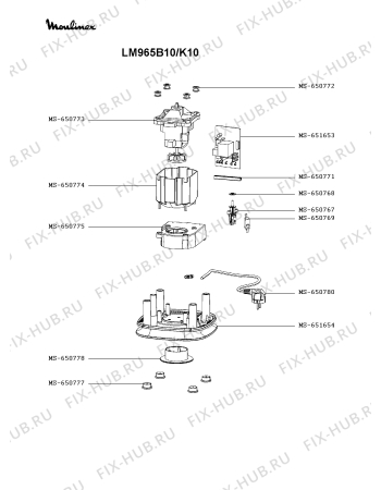 Схема №2 LM965B10/K10 с изображением Корпусная деталь для электромиксера Moulinex MS-651649