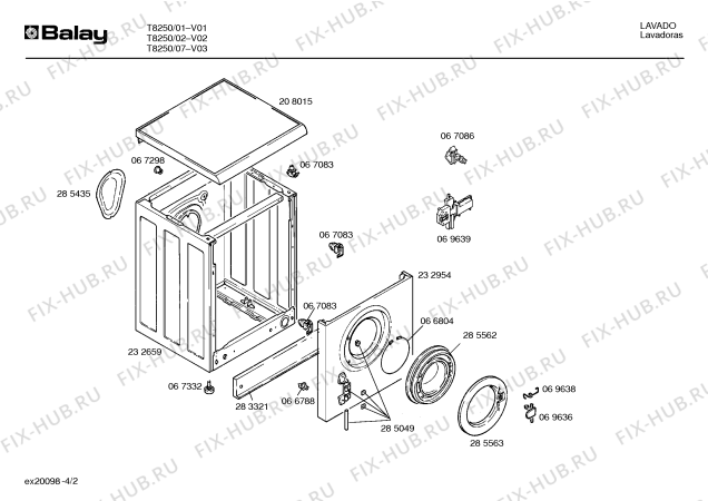 Схема №4 T8250 с изображением Кабель для стиралки Bosch 00289842