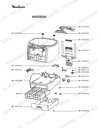 Взрыв-схема тостера (фритюрницы) Moulinex AAS352(0) - Схема узла HP002132.9P3