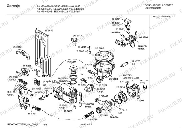 Взрыв-схема посудомоечной машины Gorenje SE5GNE3 - Схема узла 04