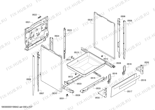 Взрыв-схема плиты (духовки) Bosch HCE644620R - Схема узла 05