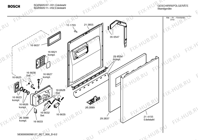 Взрыв-схема посудомоечной машины Bosch SGS5605 - Схема узла 02