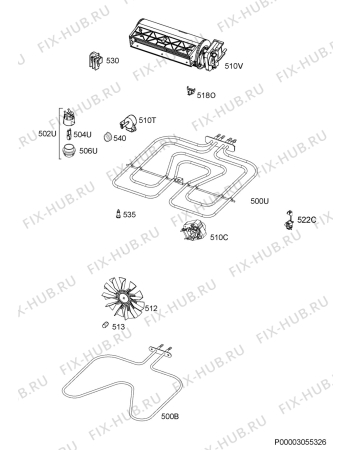 Взрыв-схема плиты (духовки) Zanussi ZOB5282WC - Схема узла Electrical equipment