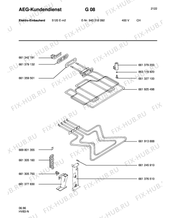 Взрыв-схема плиты (духовки) Aeg 5120E-M CH - Схема узла Section3