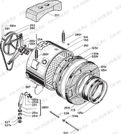 Взрыв-схема стиральной машины Zanussi ZFL1000 - Схема узла Functional parts 267