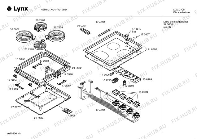 Схема №1 4EI601X с изображением Инструкция по эксплуатации для электропечи Bosch 00525805