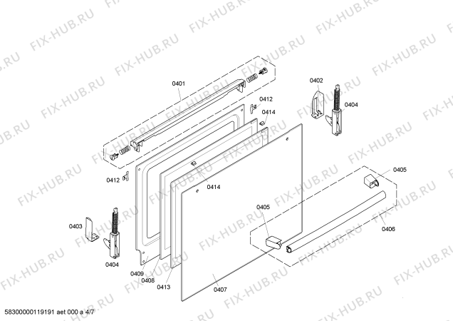 Взрыв-схема плиты (духовки) Bosch HLN424020 Bosch - Схема узла 04