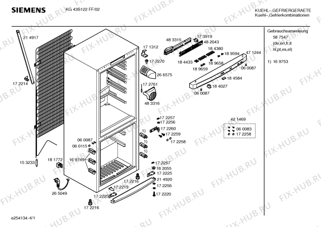 Схема №3 KG46S122 с изображением Компрессор для холодильной камеры Siemens 00143834