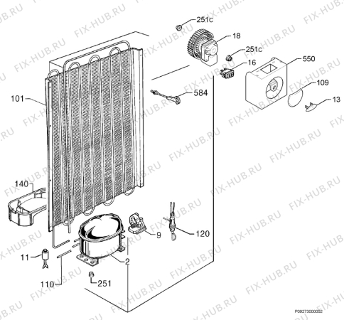Взрыв-схема холодильника John Lewis JLWFF1102R - Схема узла Cooling system 017