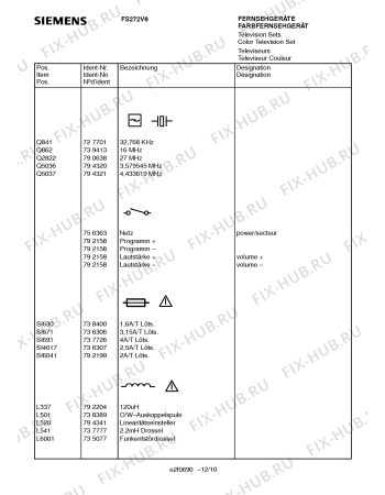 Схема №11 FS272V6 с изображением Крышка для телевизора Siemens 00759081