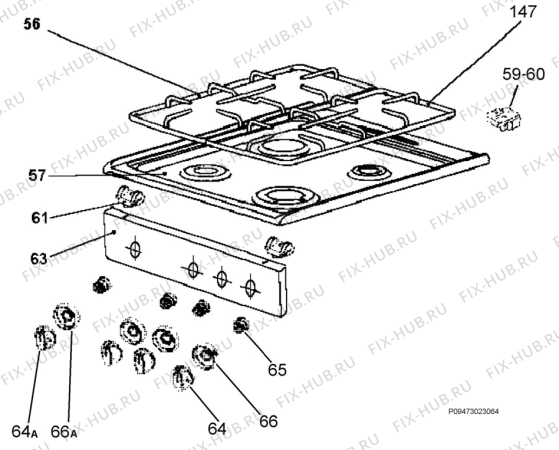 Взрыв-схема плиты (духовки) Corbero 5030HGLN - Схема узла Section 4