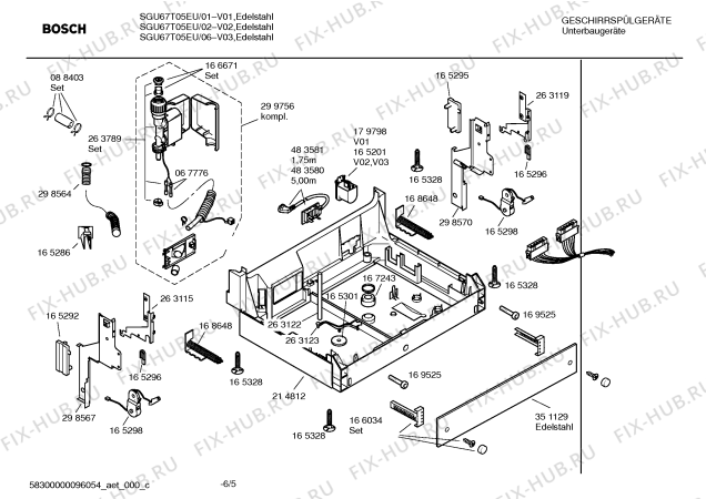 Взрыв-схема посудомоечной машины Bosch SGU67T05EU - Схема узла 05