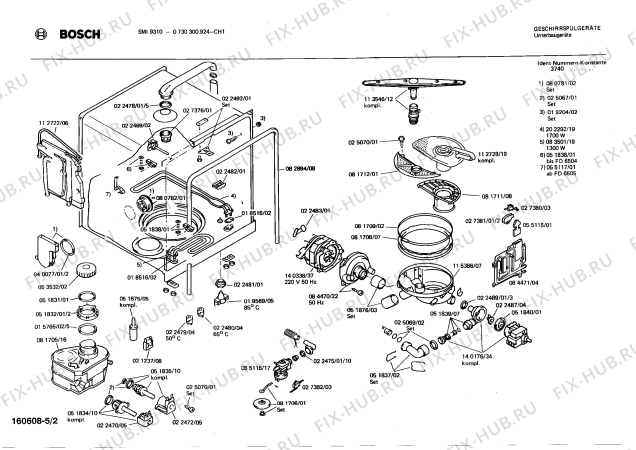 Взрыв-схема посудомоечной машины Bosch 0730300924 SMI9310 - Схема узла 02