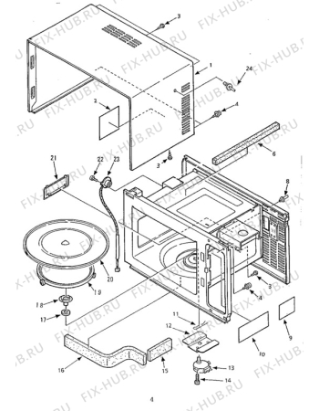 Взрыв-схема микроволновой печи Electrolux EME2361 - Схема узла Oven body