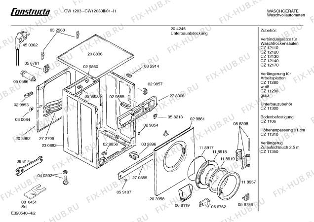 Схема №4 CW12030II CW1203 с изображением Панель для стиральной машины Bosch 00285464