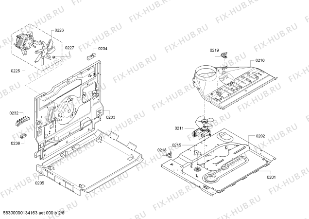 Взрыв-схема плиты (духовки) Bosch HEA20T150 - Схема узла 02