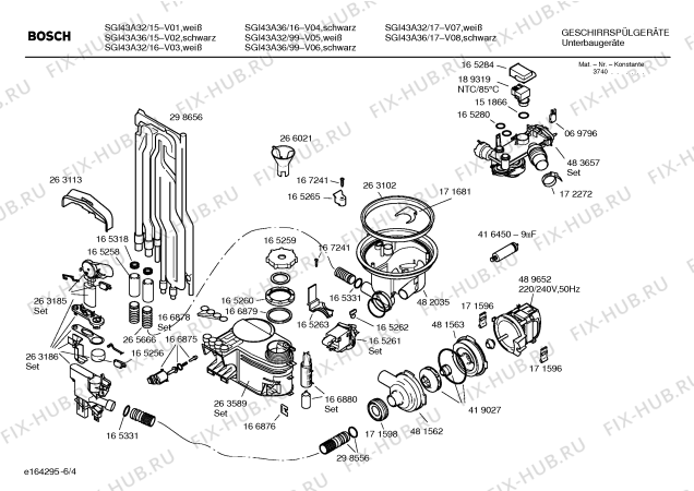 Схема №4 SGI43A36 с изображением Краткая инструкция для посудомоечной машины Bosch 00587501