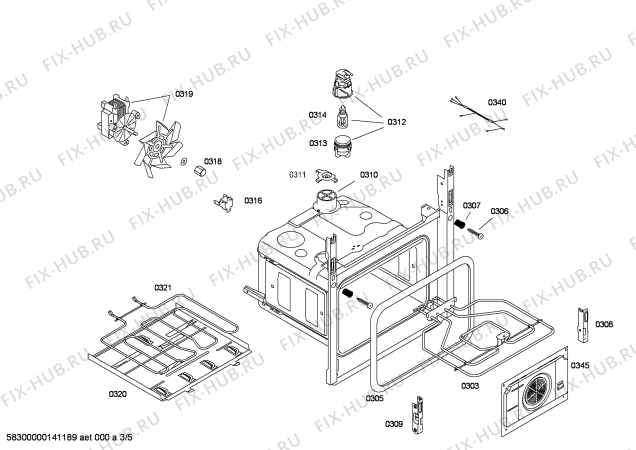 Схема №5 HB20AB540 с изображением Боковая часть корпуса для электропечи Siemens 00683117