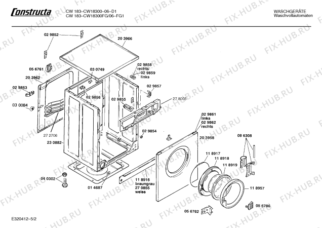 Схема №5 CW18300FG CW1830 с изображением Панель для стиральной машины Bosch 00273997