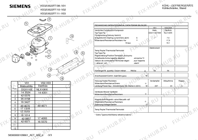 Схема №3 KS32U622FF с изображением Дверь для холодильной камеры Siemens 00241774