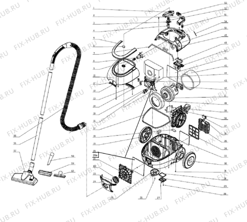 Схема №1 VCK1301W (287983, VC-H3613) с изображением Щетка (насадка) для мини-пылесоса Gorenje 296059