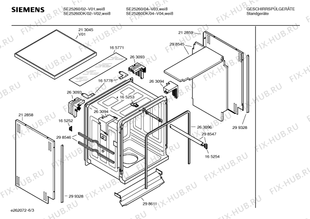 Схема №5 SE25260DK с изображением Инструкция по эксплуатации для посудомоечной машины Siemens 00520205