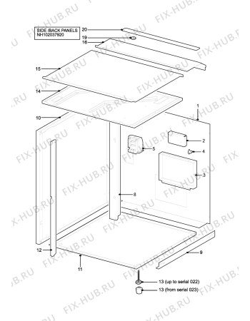 Взрыв-схема плиты (духовки) Aeg 5212BU-D - Схема узла H10 Side/Back Panel