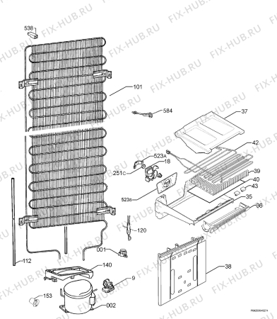 Взрыв-схема холодильника Zanussi CBFF320 ZANUSSI - Схема узла Cooling system 017