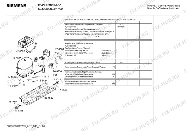 Схема №4 KG40U622NE с изображением Инструкция по эксплуатации для холодильной камеры Siemens 00593445