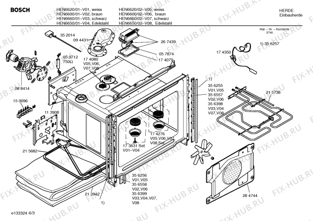 Взрыв-схема плиты (духовки) Bosch HEN6650 S2001 - Схема узла 03