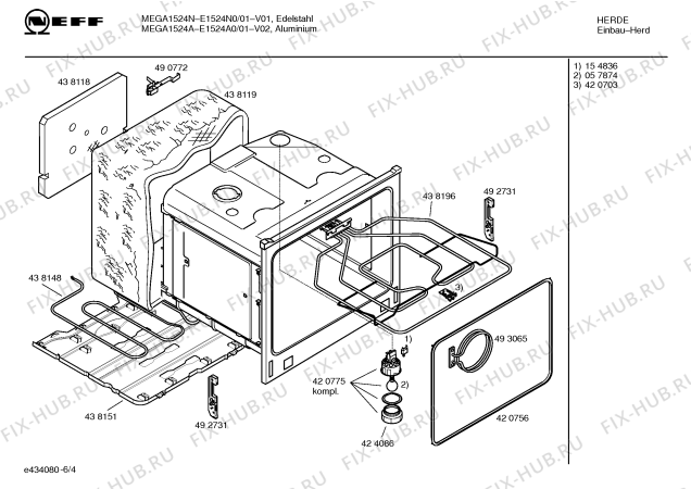 Схема №5 E1524A0 MEGA1524A с изображением Панель управления для духового шкафа Bosch 00439355
