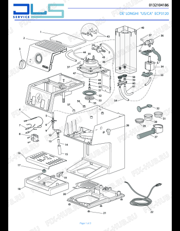 Схема №1 ECP3120 с изображением Обшивка для кофеварки (кофемашины) DELONGHI 5913218021