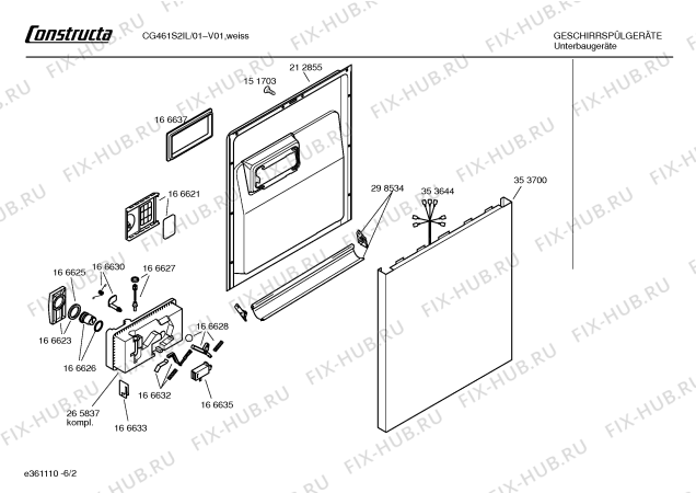 Взрыв-схема посудомоечной машины Constructa CG461S2IL CG461S2 - Схема узла 02