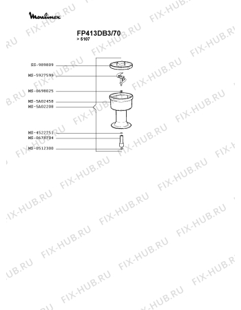 Взрыв-схема кухонного комбайна Moulinex FP413DB3/70 - Схема узла 4P003359.2P4