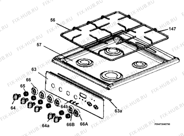 Взрыв-схема плиты (духовки) Electrolux EKK513505X - Схема узла Section 4
