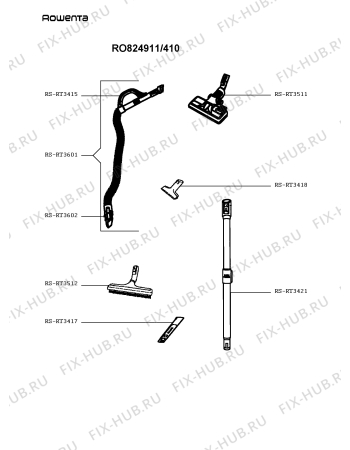 Взрыв-схема пылесоса Rowenta RO824911/410 - Схема узла RP005748.3P4