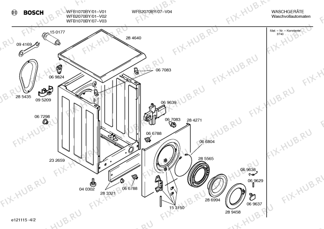 Схема №4 WFB2070BY с изображением Инструкция по эксплуатации для стиралки Bosch 00517865