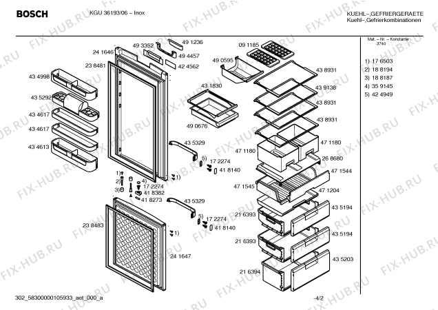 Схема №4 KGU32190 с изображением Цокольная панель для холодильника Siemens 00218951