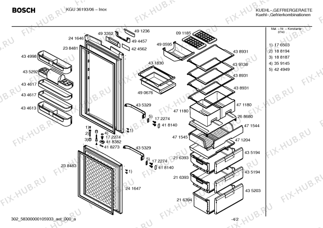 Схема №4 KGU36170EU с изображением Дверь для холодильника Bosch 00241646