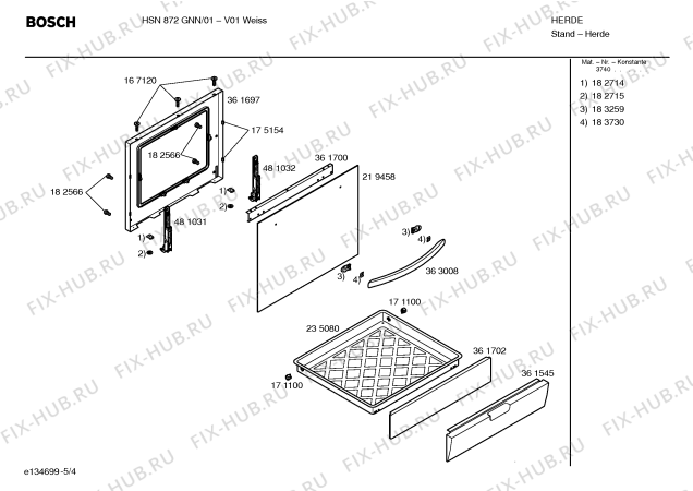 Схема №4 HSN872GNN с изображением Инструкция по эксплуатации для духового шкафа Bosch 00583019
