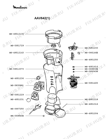 Взрыв-схема соковыжималки Moulinex AAV642(1) - Схема узла JP002691.1P2
