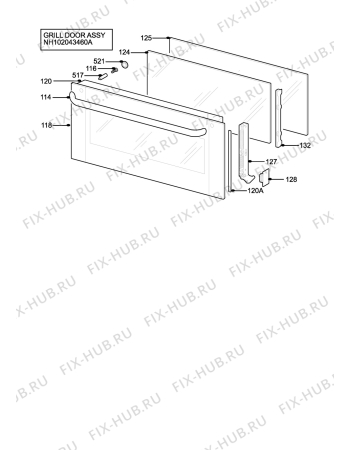 Взрыв-схема плиты (духовки) Aeg D8100-1ME - Схема узла H10 Grill door assy